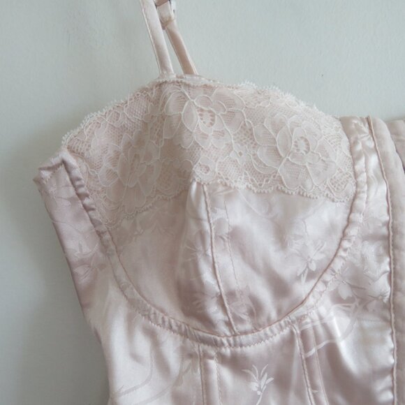 L.A. HEARTS Satin Floral Lace Up Corset Bustier Top Romantic Fairy Y2K Babydoll - Picture 4 of 14